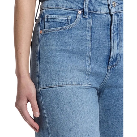 Paige Anessa Exposed Button Fly Wide Leg Jeans Blue Size 28 High Rise - Picture 5 of 14